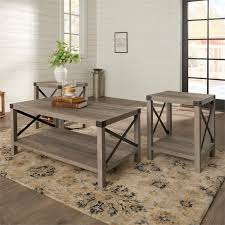 Shop allmodern for modern and contemporary tv stand and coffee table set to match your style and budget. 4 Piece Barn Door Tv Stand Coffee Table And 2 End Table Set In Rustic Gray Oak 1981819 Pkg