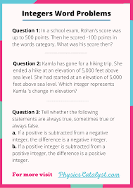 Integer Word Problems 7th Grade In 2020 Integers Word Problems Word Problems Math Integers