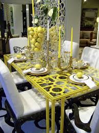 Make the statement in your room with an oversized yellow line pendant shade of textile which also will provide a beautiful diffused light over the room or the dining table.create your own personalised pendant or floor lamp by combining the lampshade. Dining Room Table Set With Yellow Decor Hgtv