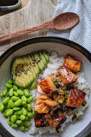 Teriyaki Salmon Sushi Bowl Recipe My Gluten Free Guide Recipe Sushi Bowl Recipe Food Healty Food