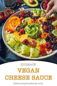 The Ultimate Vegan Cheese Sauce Romy London Recipe Vegan Sauce Recipes Vegan Cheese Sauce Vegan Side Dishes