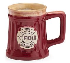 Red Porcelain Coffee Mug Fire Dept Crest Firefighter Gift Nib Burton Burton Porcelain Mugs Mugs Firemen Gifts