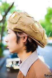 Harajuku Guy w/ Extra Long Sleeve Shirt, Christopher Nemeth Patch Pants,  Dr. Martens Boots & Newsboy Cap