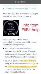 According to fitbit's help center: Spo2 Clock Does Not Showing Spo2 Information Fitbit Community