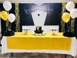 Black And Gold Backdrop Decoration Tuxedo Backdrop And Birthday Decoration Black Gold And White Birthday Decorations Birthday Parties Backdrops