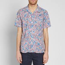 Engineered Garments Short Sleeve Camp Shirt Light Grey Floral Print End