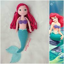 Istek Uzerine Deniz Kizi Ariel Kendi Tarifimdir Patigurumi Amigurumi Mermaid Denizkizi Kucuk Denizkizi Tig Desenleri Desenler