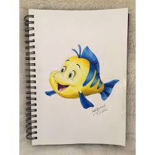 Walt Disney S Flounder From The Little Mermaid Hand Drawn Using Faber Castell Coloured Pencils Find Disney Art Drawings Easy Disney Drawings Disney Fine Art