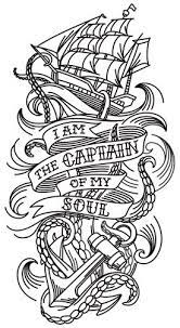 The Last Line Of William Ernest Henley S Poem Invictus Takes On A Life Of Its Own In This Nautic Nautical Tattoo Sleeve Tattoo Sleeve Designs Nautical Tattoo