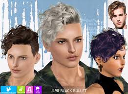 J198 Black Bullet Curly Side Hairstyle By Newsea For Sims 3 Sims Hair Sims 4 Hair Male Sims 4 Curly Hair