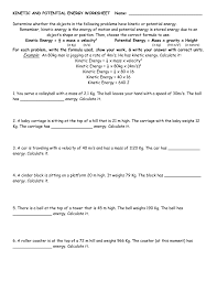 You might want to use this triangle to example: Kinetic And Potential Energy Worksheet Name