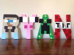 Ryan In Minecraft Theme Painting Wooden Letters Painting Wooden Letters Designs Hand Painted Wooden Letters