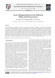 Pdf Assets Misappropriation In The Malaysian Public And Private Sectors