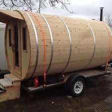 Exclusv Mobile Barrel Sauna Tiny Home 7 X12 Single Axle Trailer Markham York Region Toronto Gta Image 1 Sauna Design Barrel Sauna Hot Tubs Saunas