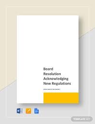 Board Resolution Acknowledging New Regulations Template Word Doc Apple Mac Pages Google Docs Word Doc Templates Words