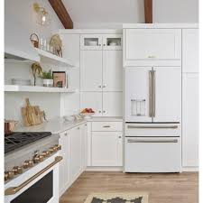 Home depot kitchen appliances refrigerators. Cafe 27 8 Cu Ft Smart 4 Door French Door Refrigerator In Matte White Fingerprint Resistant And Energy Star Cve28dp4nw2 The Home Depot Modern Kitchen Cabinets Kitchen Design Small Kitchen