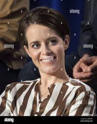 Actor Claire Foy attends a press conference to promote the movie "First  Man" during the 2018