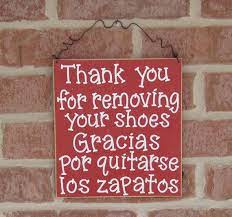 Free Shipping English And Spanish Remove Your Shoes Sign Etsy Shoes Off Sign No Shoes Sign Hanging Signs