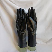 VTG Ladies Spanking Gloves Black Vinyl Long Soft Smooth Size A