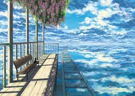 空の駅 雪狸 のイラスト pixiv 風景の絵 アニメの壁紙 空イラスト