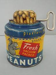 Vintage Planter S Nut Chopper With Squirrel Brand Peanut Tin Vintage Planters Vintage Tins Tin