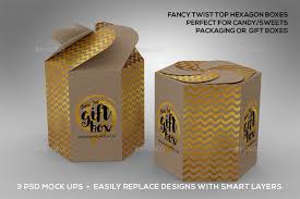 Hexagon Twist Top Candy Gift Box Packaging Mock Ups Open Giftboxmockup Gift Mockup Psd Free Gift Wrap Mockup Gift Box Design Hexagon Box Box Packaging Design