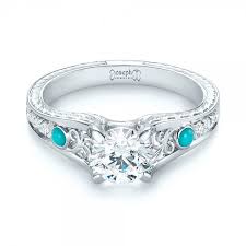 Custom Turquoise And Diamond Engagement Ring 103536 Seattle Bellevue Joseph Jewelry Unique Engagement Rings Diamond Engagement Rings Engagement Rings