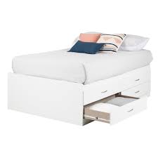 Boyd sleep montana upholstered platform bed frame mattress foundation with headboard and strong wood slat supports: White Captain Platform Full Size Storage Bed With 4 Drawers Step One Rc Willey Furniture Store Full Size Storage Bed Storage Bed Headboard