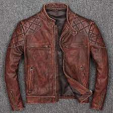 Genuine 100 Leather Jacket Vintage Motorcycle Jackets Black Burgundy Superb Quality Coats Leather Jacket Men Style Leather Jacket Men Vintage Leather Jacket