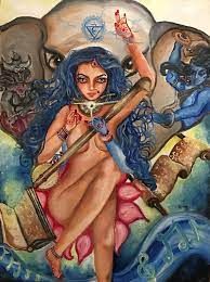 Throat Chakra Goddess Oil Painting By Sangeetha Bansal | absolutearts.com