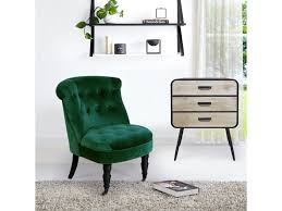 Fauteuil Crapaud Prince Velours Vert Vente De Menzzo Conforama
