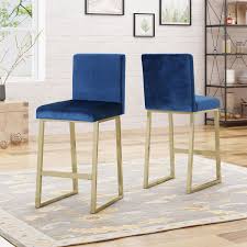 Shop our velvet counter stools selection from top sellers and makers around the world. Toucanet Modern Velvet Barstools Navy Blue And Brass Set Of 2 Walmart Canada