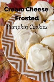 Cream Cheese Frosted Pumpkin Cookies Recipe Fall Dessert Recipes Easy Cookie Recipes Homemade Fancy Desserts Recipes