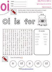 In this vowel 'oi' blend worksheet, students learn that two vowels can go together to make a new sound. Phonics Wordsearch Worksheets Kids Word Search Puzzles