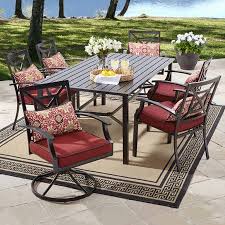 Better Homes And Gardens Carter Hills 7 Piece Dining Set Maroon Walmart Com Patio Dining Set Outdoor Dining Set Patio Furniture Sets
