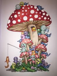 Mushrooms From Doodle Invasion Book Coloured With Promarkers Doodleinvasion Kerbyrosannes Promarker Doodle Art Designs Art Drawings For Kids Cute Doodle Art