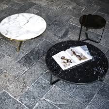 61.4 w coffee table sleek modern low profile geometric mosaic tile top metal. Contemporary Coffee Table Cage Tacchini Marble Metal Base Round