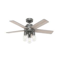 Hunter Hardwick 44 In Matte Silver Led Indoor Ceiling Fan With Light Kit And Remote 5 Blade In The Ceiling Fans Department At Lowes Com