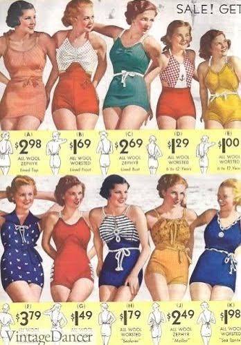 1920s Swimsuit 1930's Bathing Suits For Sale Vintage 1930s Beach Photo Print: Swimsuit Police, Flapper Fashion