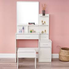 Find images of small girl. Panana Girls Dressing Table Make Up Desk Vanity Table For Bedroom White Small 3 Drawer Furniture Home Kitchen Mymobileindia Com