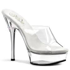 Pleaser Shoes Allure 601 Clear Platform Slip On Clear
