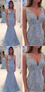 Customized Fancy Long Mermaid Trumpet Evening Dresses Light Blue Sleeveless With Lace F Blue Lace Prom Dress Mermaid Prom Dresses Lace Prom Dresses Sleeveless