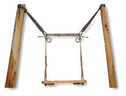 A swing attached to a branch higher than 15 feet will result in a greater swinging arc unsafe for children. Tree Swing Hanging Kit Between 2 Trees Wood Tree Swings