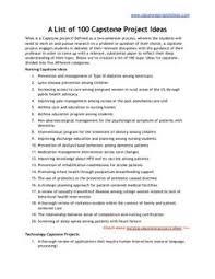 A capstone paper is a personal, dynamic project that allows a student to bring together their personal and educational knowledge at the culmination of their academic career. Management Capstone Project Ideas