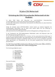 Dann erst folgten die ersten ortsvereine. Cdu Stadtverband Weiterstadt Chronik 50 Jahre Cdu Weiterstadt