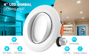 Spotlight or highlight architectural details or features; Luxrite 4 Inch Gimbal Led Recessed Light 10w 5000k Bright White Dimmable Directional Ceiling Light 740 Lumens Energy Star Etl Listed Cri 90 Damp Location Led Eyeball Recessed Lighting Amazon Com