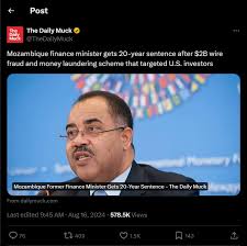 Manuel Chang não foi sentenciado a 20 anos de prisão