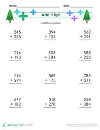 Have your students practice their addition and subtraction with these 28 word problem task cards! 3rd Grade Addition Worksheets Free Printables Education Com