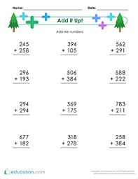 Counting by numbers other than one. 3rd Grade Addition Worksheets Free Printables Education Com