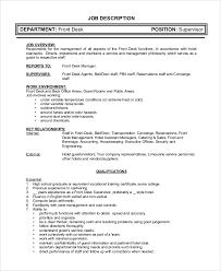 Under the general direction and supervision of the information technology manager, provides support to internal and external customers for both software and hardware. Free 10 Sample Front Desk Job Description Templates In Pdf Ms Word